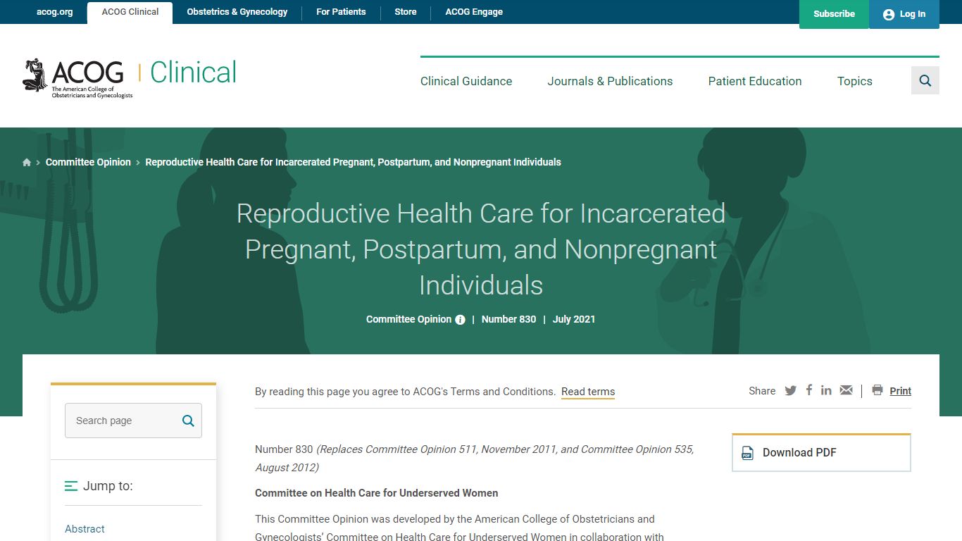 Reproductive Health Care for Incarcerated Pregnant, Postpartum ... - ACOG